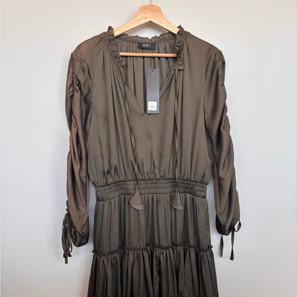 Elegant Olive Green Midi Dress